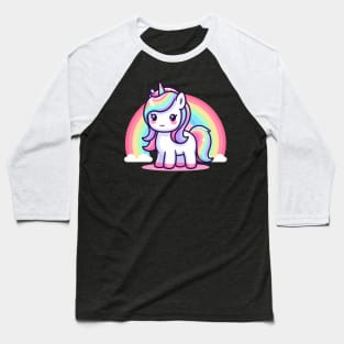 cute unicorn with rainbow cartoon Baseball T-Shirt